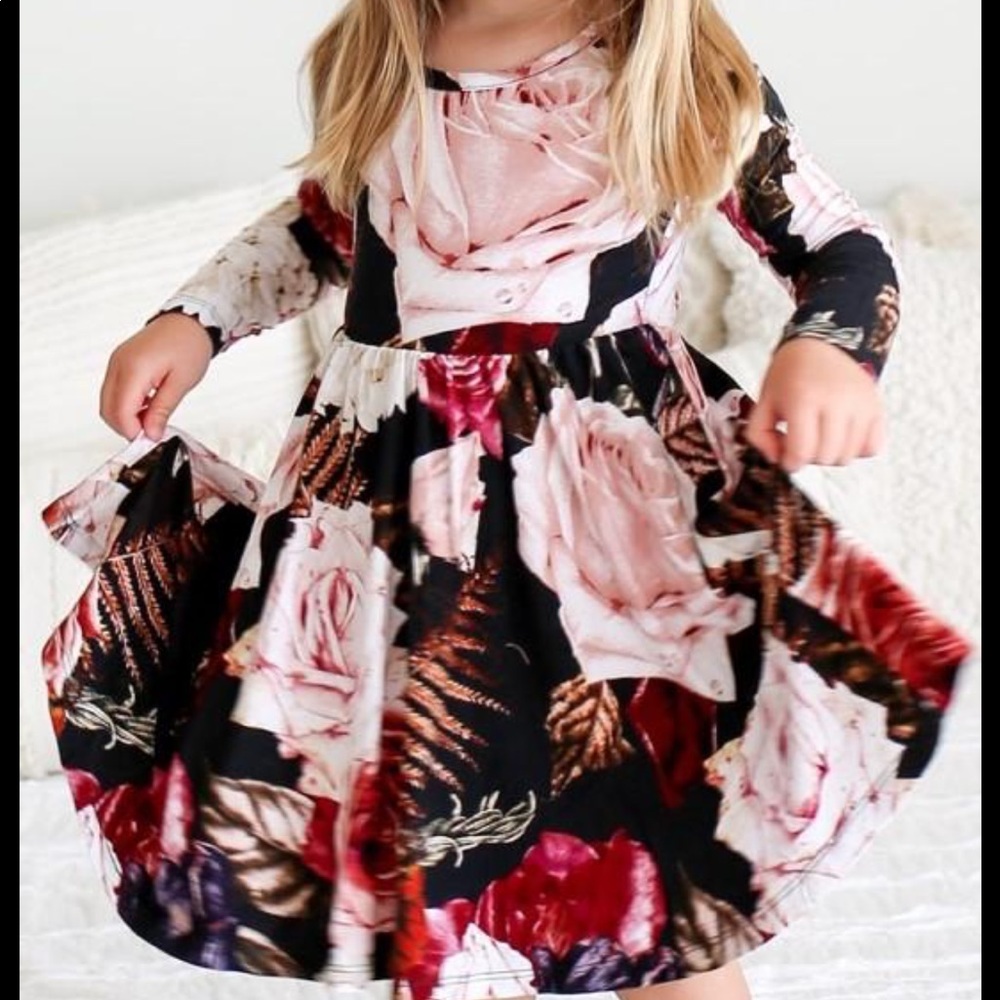Zoey Floral Long Sleeve Twirl Dress